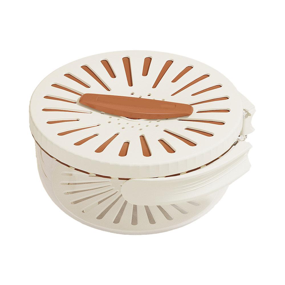 

Новая корзина для слива с крышкой, корзина для слива для мытья фруктов и риса с ручкой, емкость для хранения в холодильнике, домашний кухонный органайзер коричневый