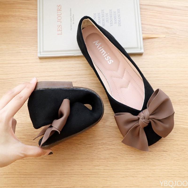 Fashion Spring summer new butterfly bow sweet  comfortable shallow mouth single shoe versatile for elegant simple round toe flat shoes