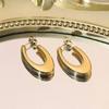Exquisite Stainless Steel U Shape Hoop Earrings for Women 18K Gold Plated Waterproof Glossy Metal Hammered Earrings Punk Jewelry