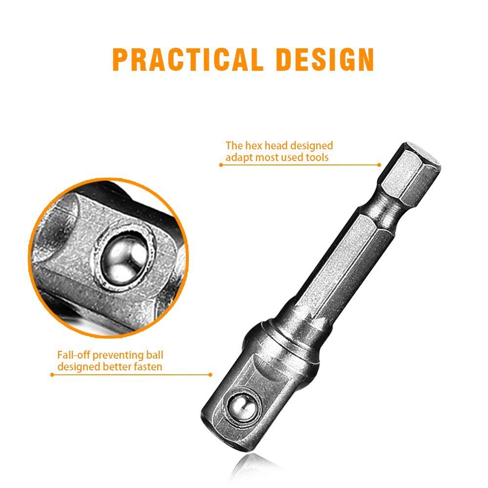 1set Socket Adapter Impact/Extension Set 1/4" 3/8" 1/2" Impact Hex Shank Drill Bits Bar Set Power Drill Adapter Set
