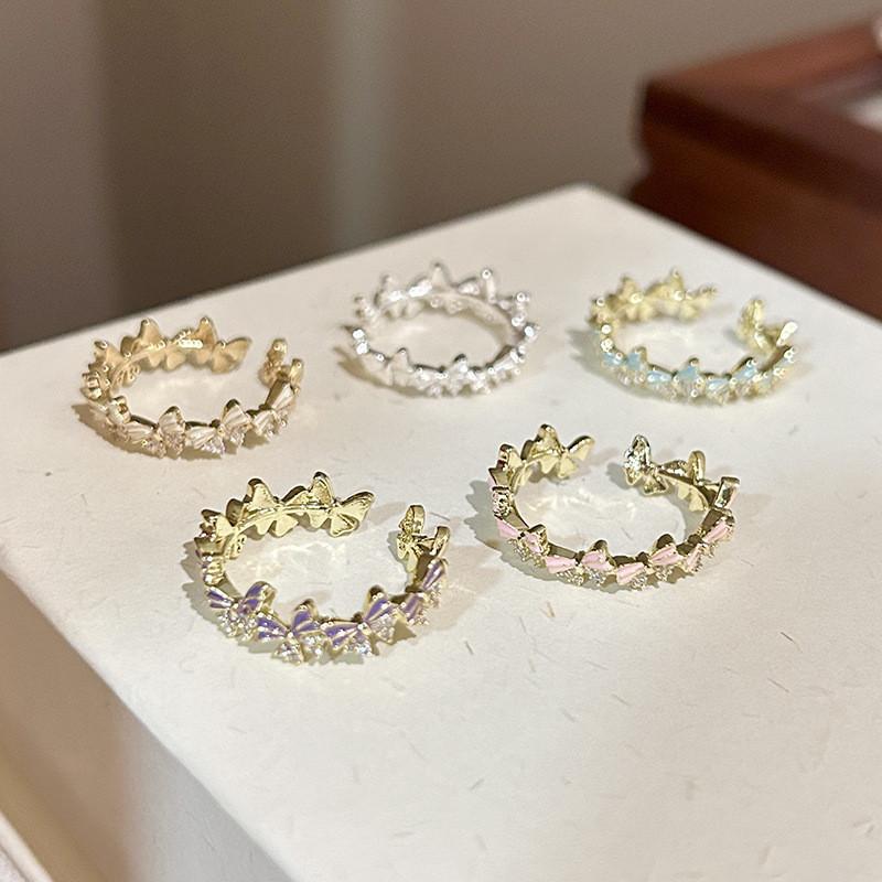 Unique Colorful Enamel Butterfly Knot Ring For Women Trendy Luxury Jewelry