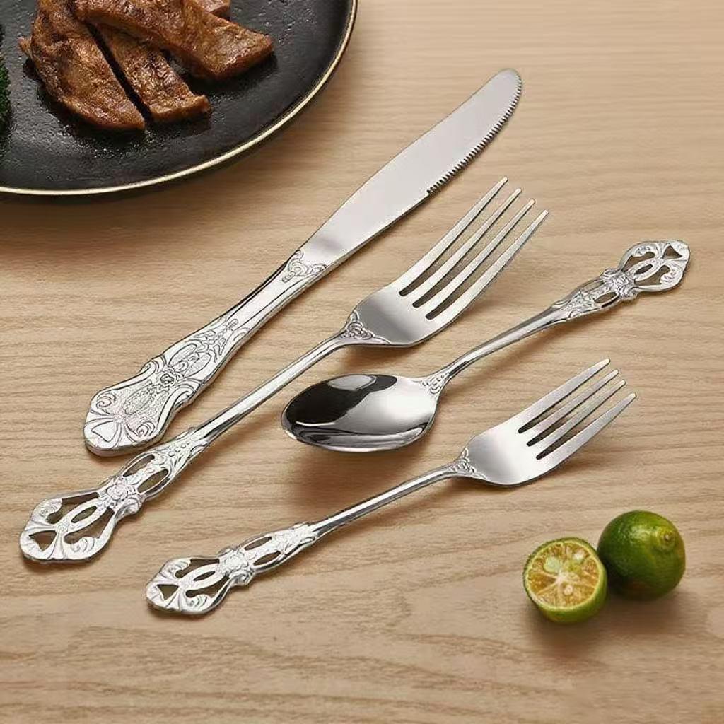 Königspalast Geprägtes Edelstahl-Besteckset: Messer, Gabel, Löffel - Elegante Esskollektion