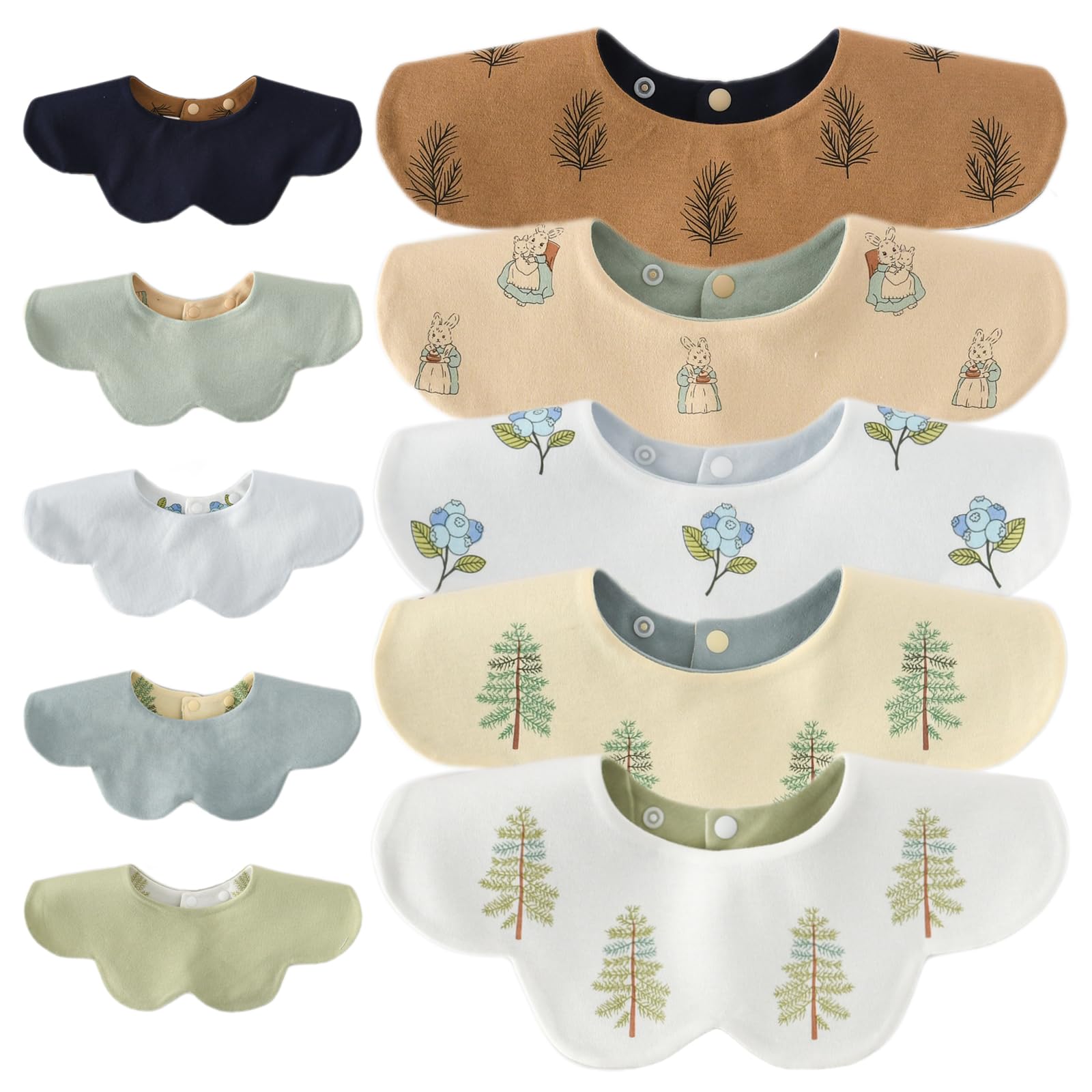 

Reversible Baby Set of Cotton Solid for Boys and Cotton Baby Baby Shower Gift [GoUseGo] 360° Bibs, 5, 100% Smooth, Three-Layer Construction, Large,