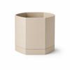 Beige Hexagonal Flowerpot with a Modern Japandi Saucer