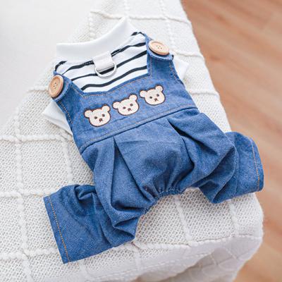 Ausgezeichnete Knopfverschluss weiche Katze Overall Cartoon Bär Muster Haustier Hund Denim liefert