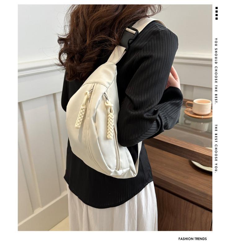 

Waist bag, breast bag, women s bag, new messenger bag, fashionable and simple nylon cloth, dumpling bag, shoulder bag. белый