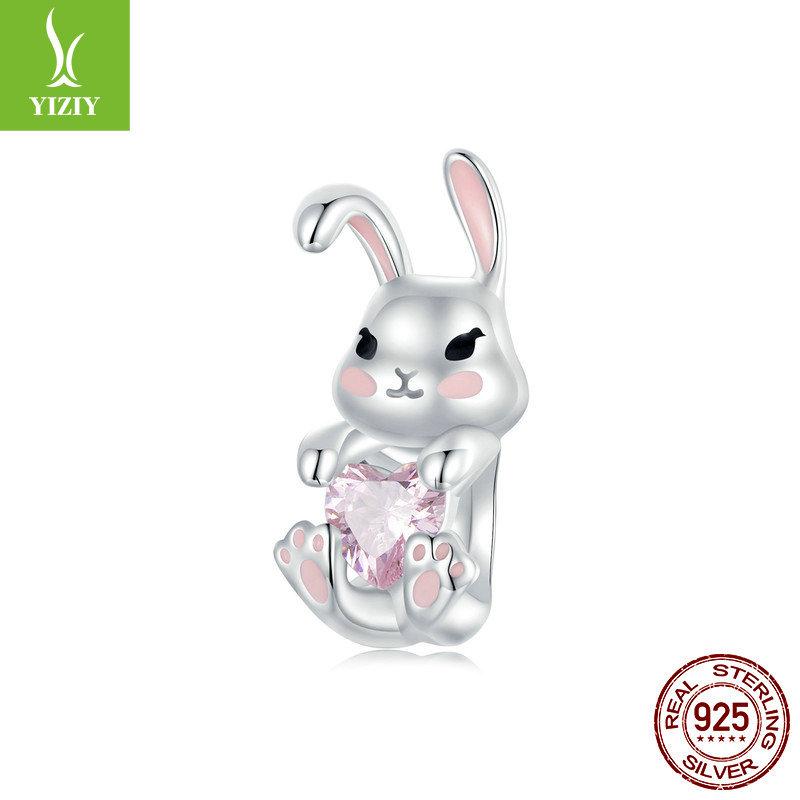 Easter Egg Rabbit Diy Bracelet Beaded, Spring Fresh S925 Sterling Silver Bead Separator
