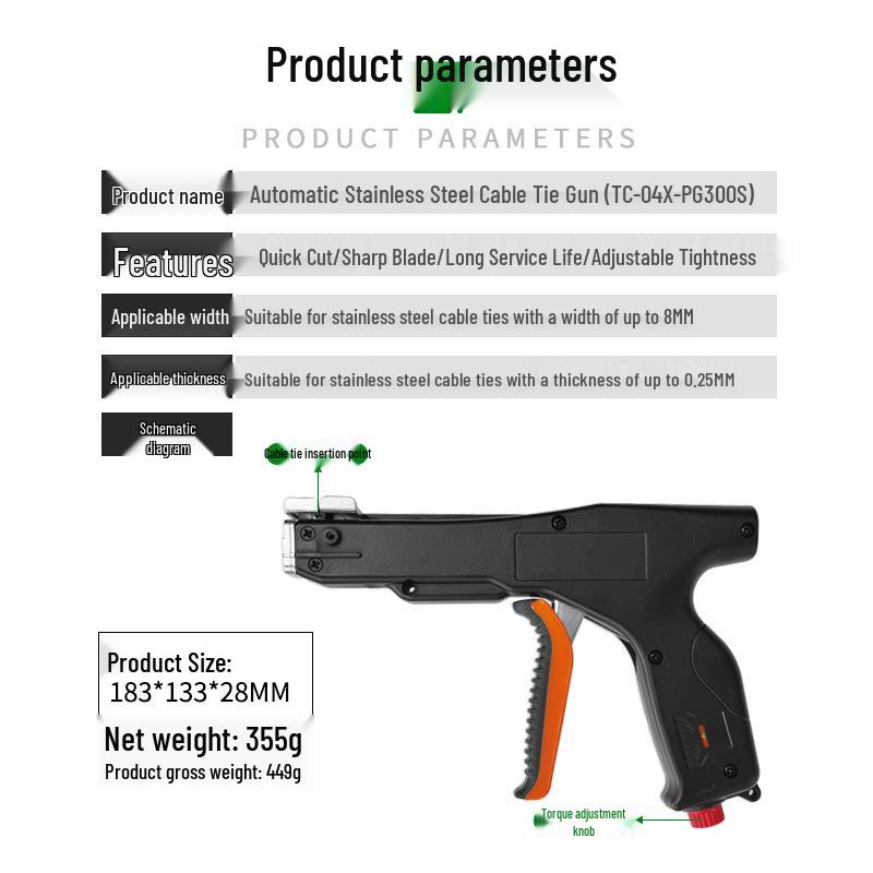 Stainless Steel Banding & Cable Tie Gun: Self-Locking Cutter & Bundling Pliers Tool