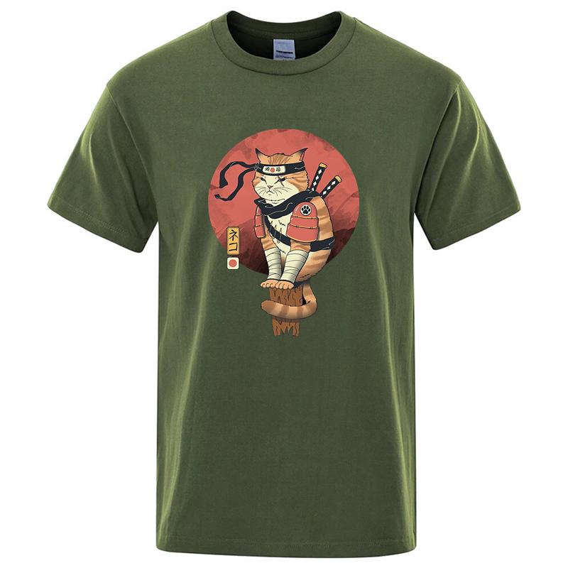 Mens High Quality Tshirt 100cotton Loose Short Sleeve Funny Knife Cat Print Loose Summer Men Tshirt Cool Tshirt Men Tees