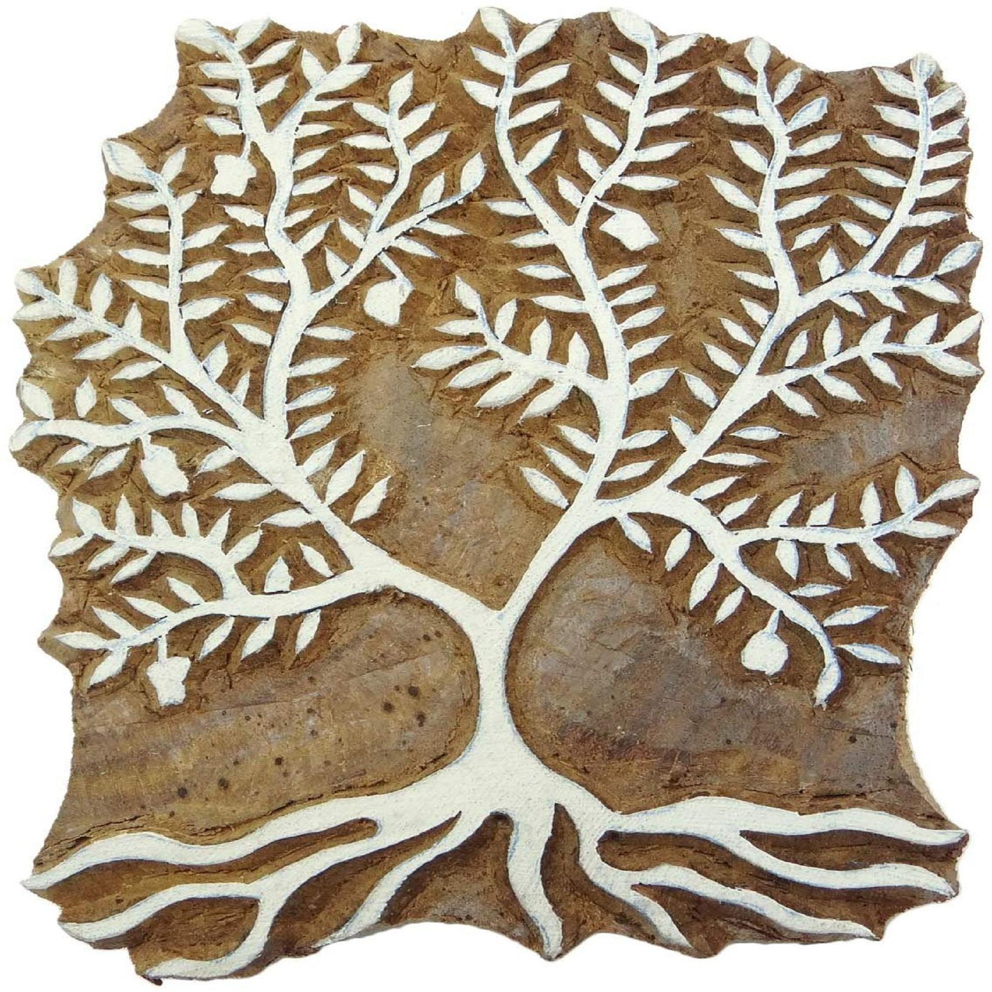 

Tree Indian Wood Stamps Handcraved Printing Block Textile Blockprint 5 x 4 Inches