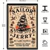 Vintage Sailor Jerry Tin Sign - Nautical Frameless Metal Wall Art, Pub Bar Man Cave Decor - "The Original" Retro Plaque