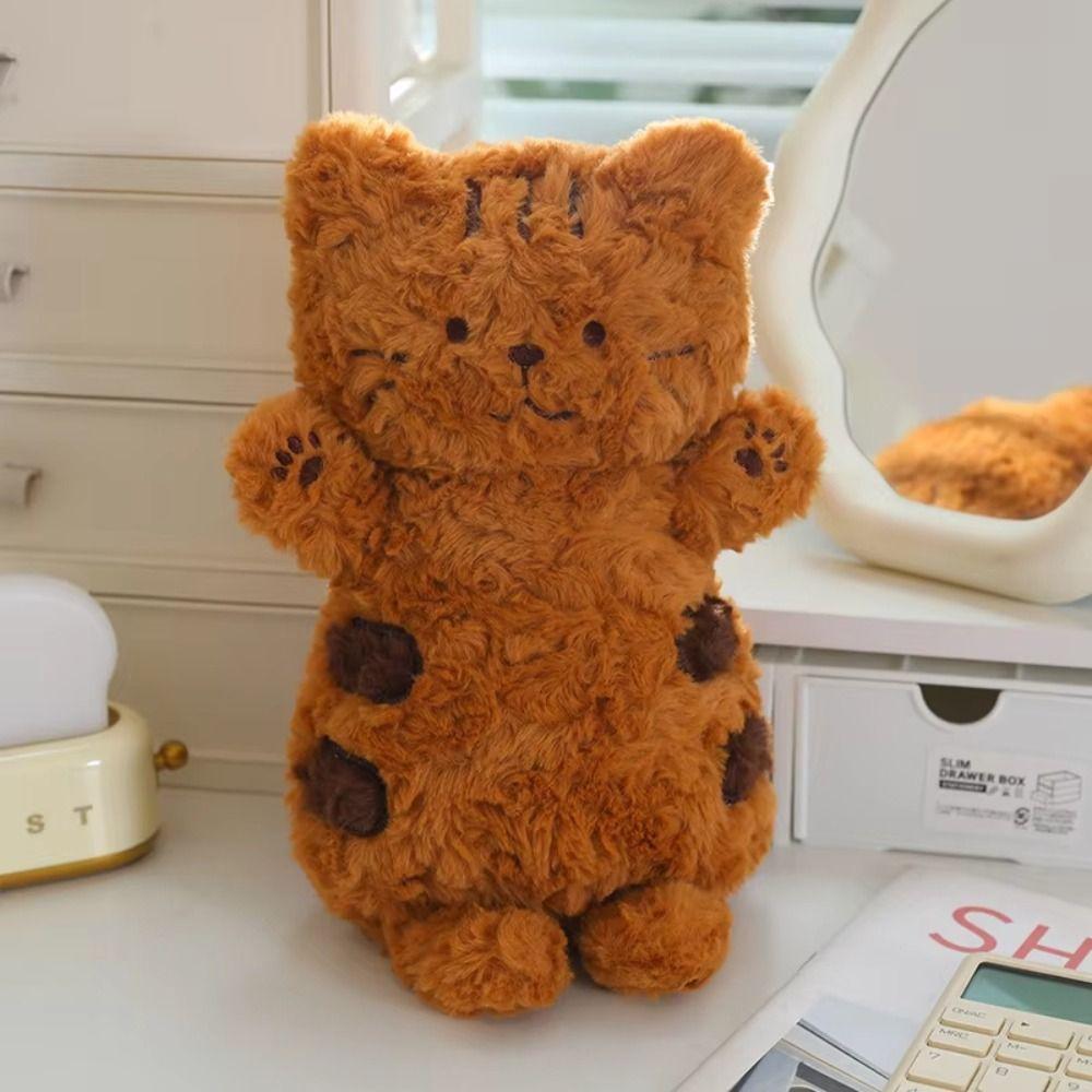 Cute Big Eyes Cat Plush Toy Realistic Texture Soft Simulation Black Cat Plush Doll 22Cm Lifelike Kitten Brown Cat Plush Doll