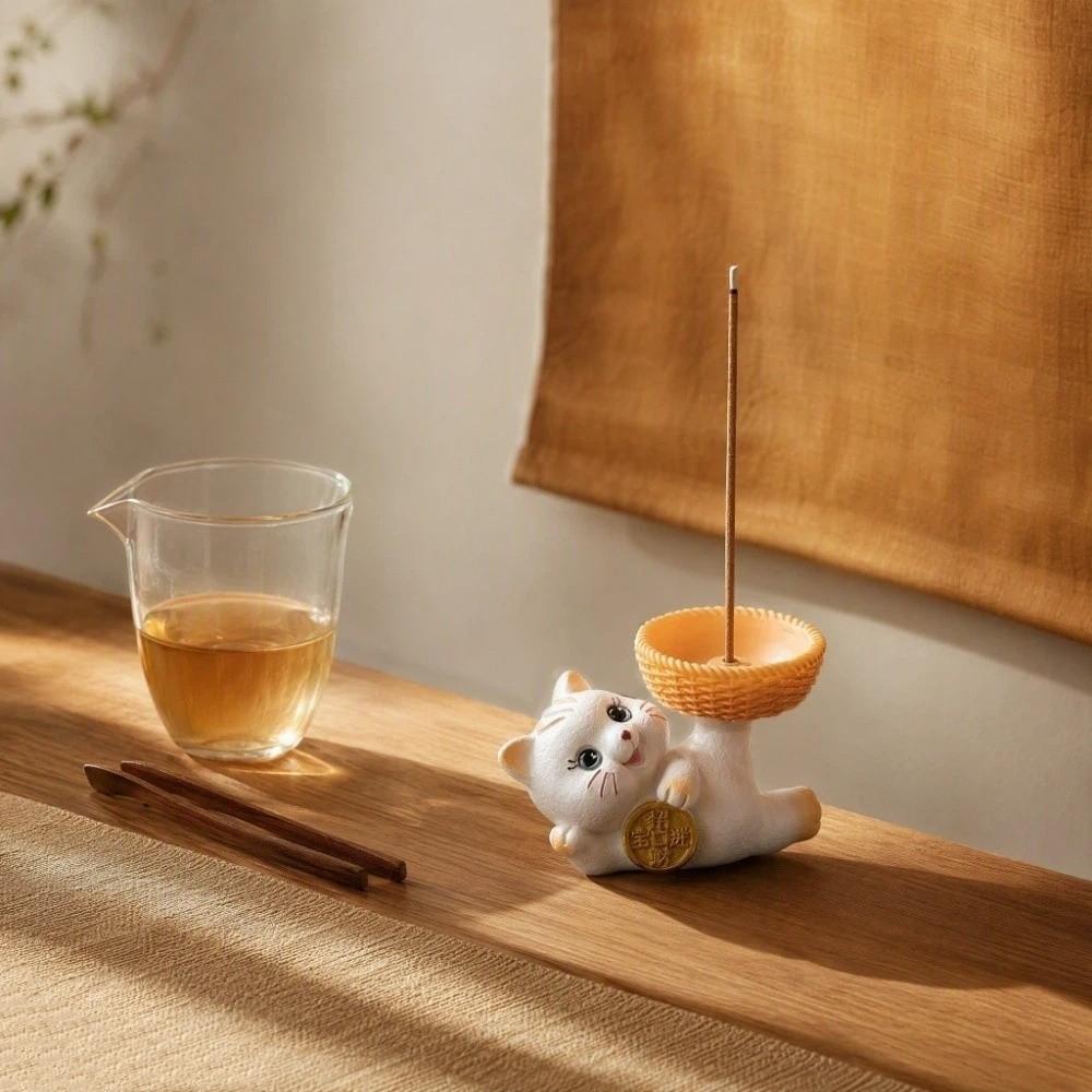 Sleep Aid Cat Tabletop Incense Base Cartoon Good Lucky Cat Cat Censer Holder Yoga Meditation
