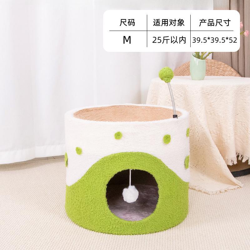 

Cute Cat Scratcher House Sisal Claw Barrel Durable Scratch-Proof Large Pet Toys Non-Shedding Cat Nest 40 40 37