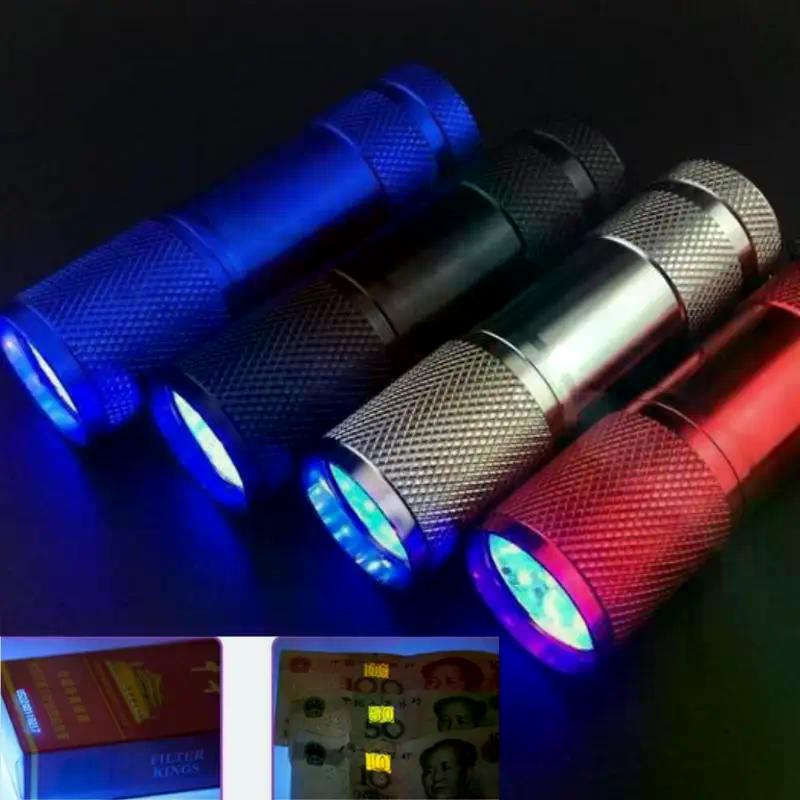 1/2/5Pcs 395nm UV Flashlight, 9LED Purple Light Anti-Skid Torch with Rope, Professional Portable Gadget