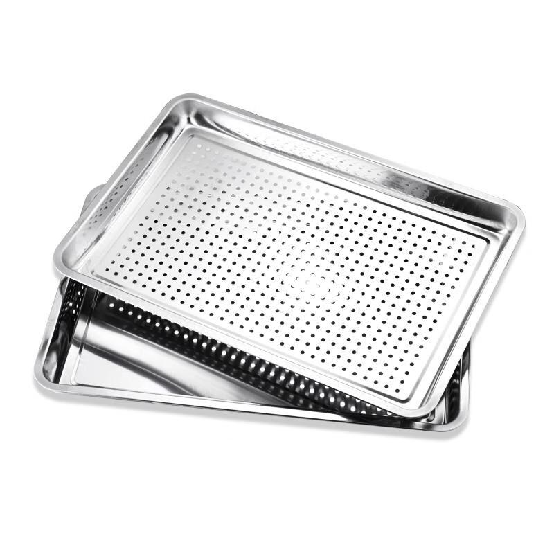 Homeglen 304 Stainless Steel Perforated Rectangular Steamer Tray