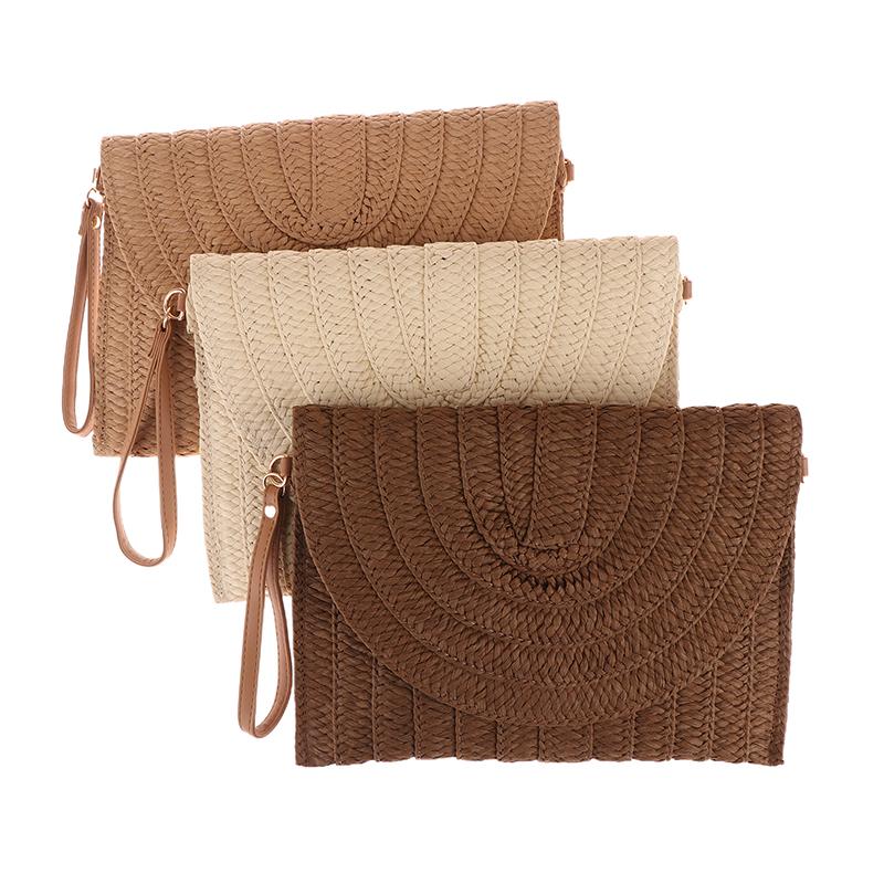 Straw Clutch Handbag Summer Beach Straw Purse For Women Woven Envelope Bag Shoulder Woven Crossbody Bag Beach Bag