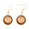 Coffee Latte Carving Love Heart Art Drop Earrings Chocolate Printing Flower Charm Jewelry For Women Gift Wholesale