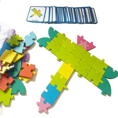 Hot Sale 65pcs Montessori Kids Wooden 3D Geometric Shape Jigsaw Puzzle Board Set Baby Early Education Toys for Children