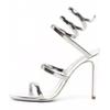 Sandali Gladiatore Sexy con Tacco Alto Donna Fascia Stretta Corda di Serpente Intorno alla Caviglia Scarpe Estive con Tacco a Spillo