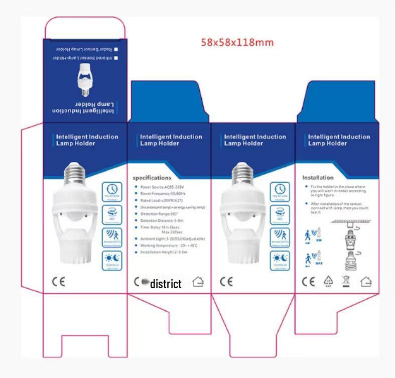 E27 Infrared Motion Sensor Energy-Saving Lamp Holder with Smart Delay for Hallway