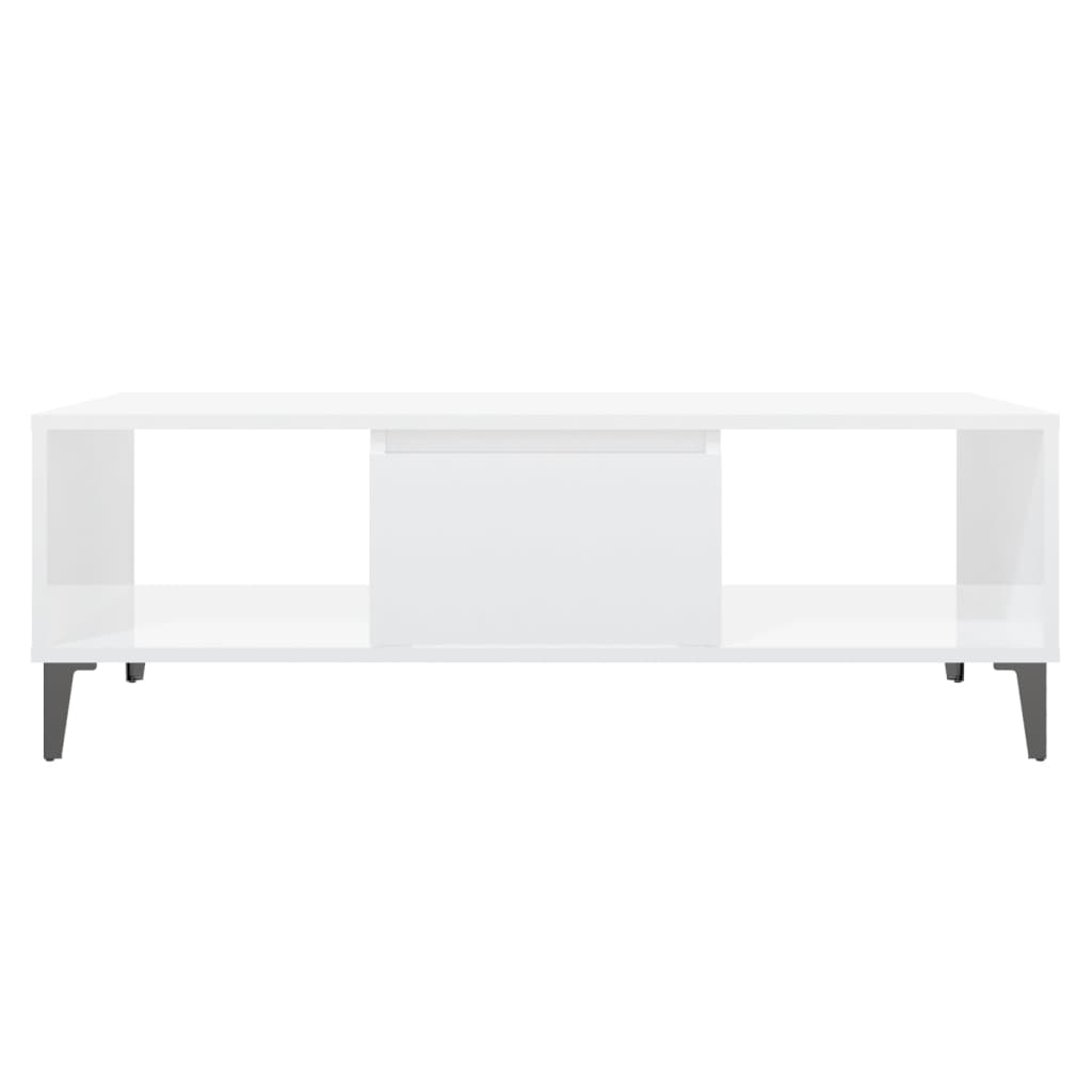  Coffee Table, White, High Gloss, 103.5x60x35 Cm