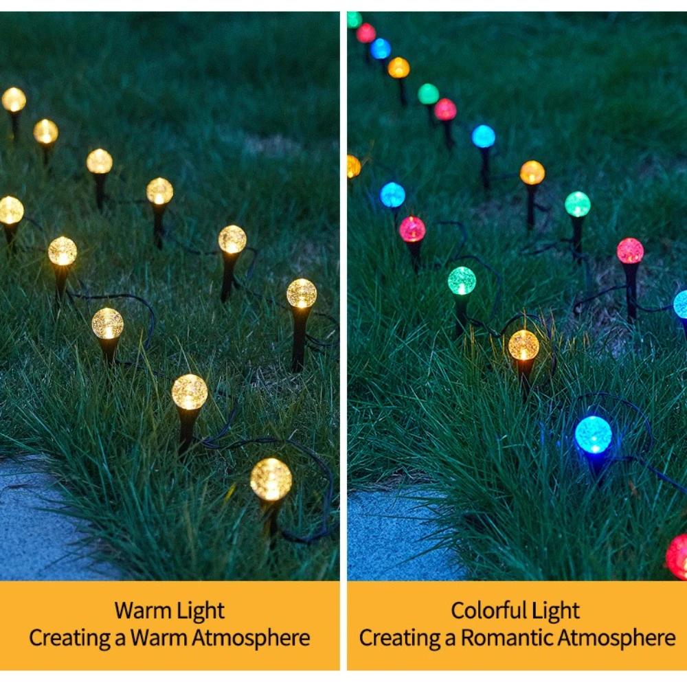 Solar-Powered RGB LED String Lights with 8 Modes15/20/30LED Bubble Ball Ground Lights for Garden Yard Pathway Wedding Decor