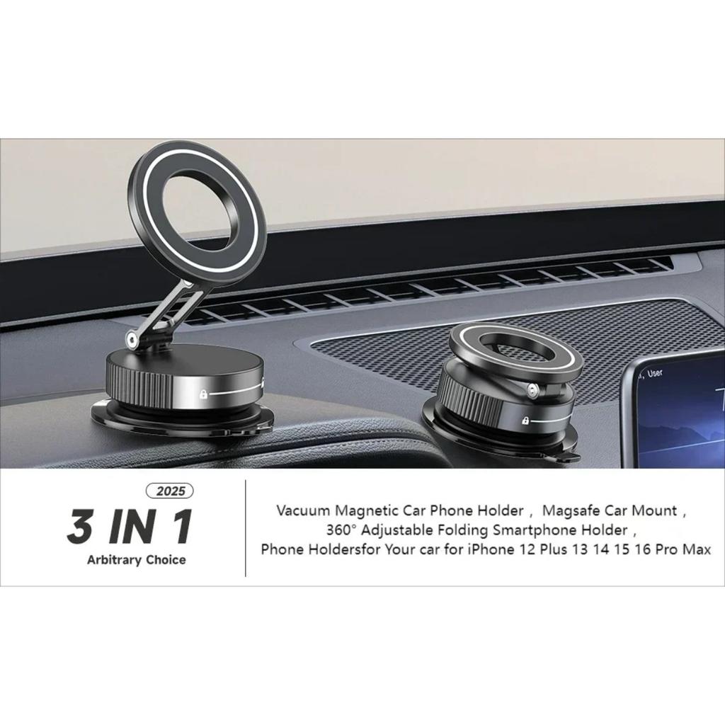 Superstarke magnetische Handyhalterung, verbesserter ABS, 360° drehbares und faltbares Design, mit einem Vakuumnapf