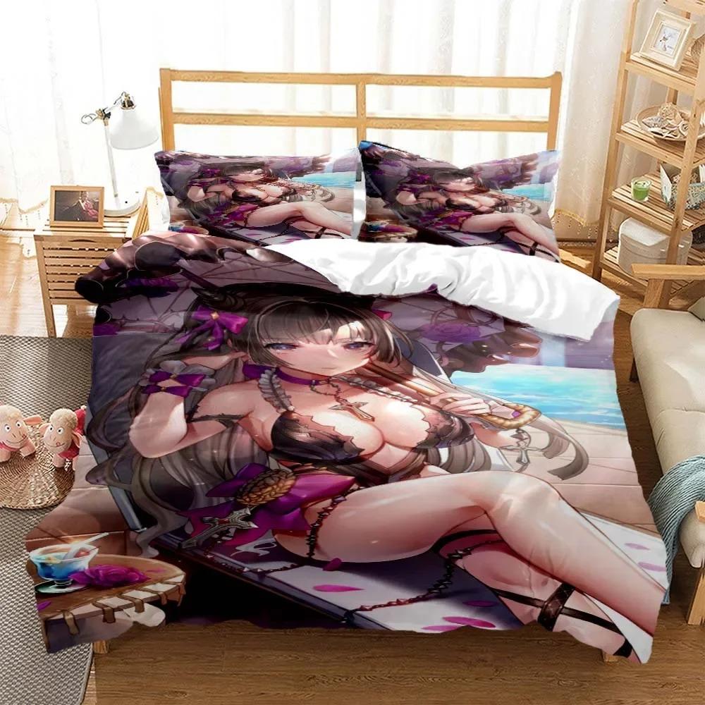 Sexy Anime Beauty Digital Print Polyester Bedding Sets Child Kids Covers Boys Bed Linen Set for Teens Bedding Set