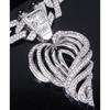 European and American Fashion Diamond-encrusted Hollow Peach Heart Alloy Pendant, Men and Women Cool Hip-hop Rap Cuban Necklace