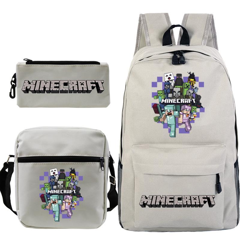 Minecraft Primary And Secondary School School Bag Children'S Backpack Backpack Shoulder Bag Pencil Case Three-Piece Set
