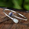 Original Retro Cloisonne Ruyi Auspicious Magnolia Temperament Female Burning Blue Enamel Bracelet Plated with 925 Silver Bracelet