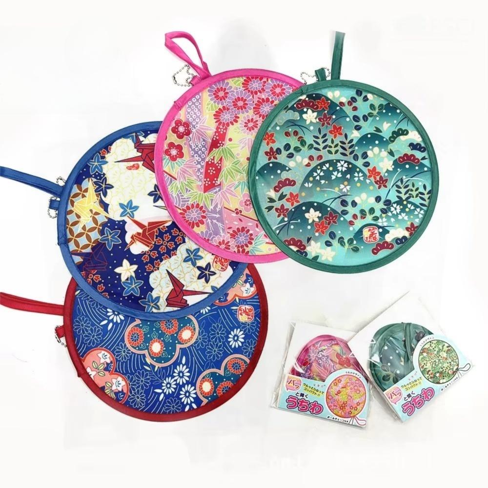 Japanese Style Folding Fan Mini Size Round Decorative Fan Summer Handheld Fan