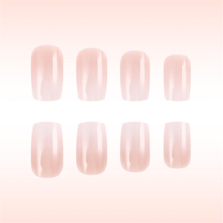 24x Glänzende Vollabdeckende Falsche Nägel Kurz Quadratisch Press-On Nägel Gradient Aufklebbare Nägel Einfache Künstliche Acryl-Nägel