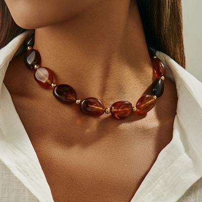 Nieregularny Choker z Żywicznych Koralików dla Kobiet Naszyjnik Biżuteria Akcesoria