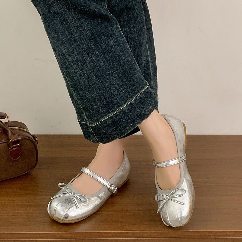 French silver light mouth single shoes women's 2025 new super spring and summer gentle evening wind ballet shoes soft-soled beans