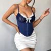 Ruffle Lace Corset Bowknot Suspender Vest Spicy Girl Style Lace Flower Camisole  Ladies