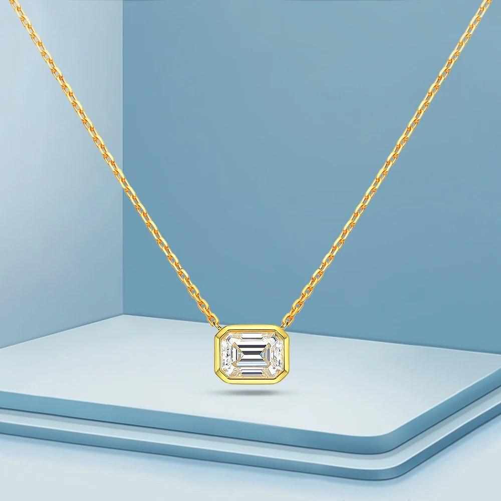 

D Цвет Настоящее 2-4CT Изумрудная Огранка Муассанит Ожерелье для Женщин S925 Серебряная Алмазная Цепочка На Шею Ожерелья Изысканные Ювелирные Изделия