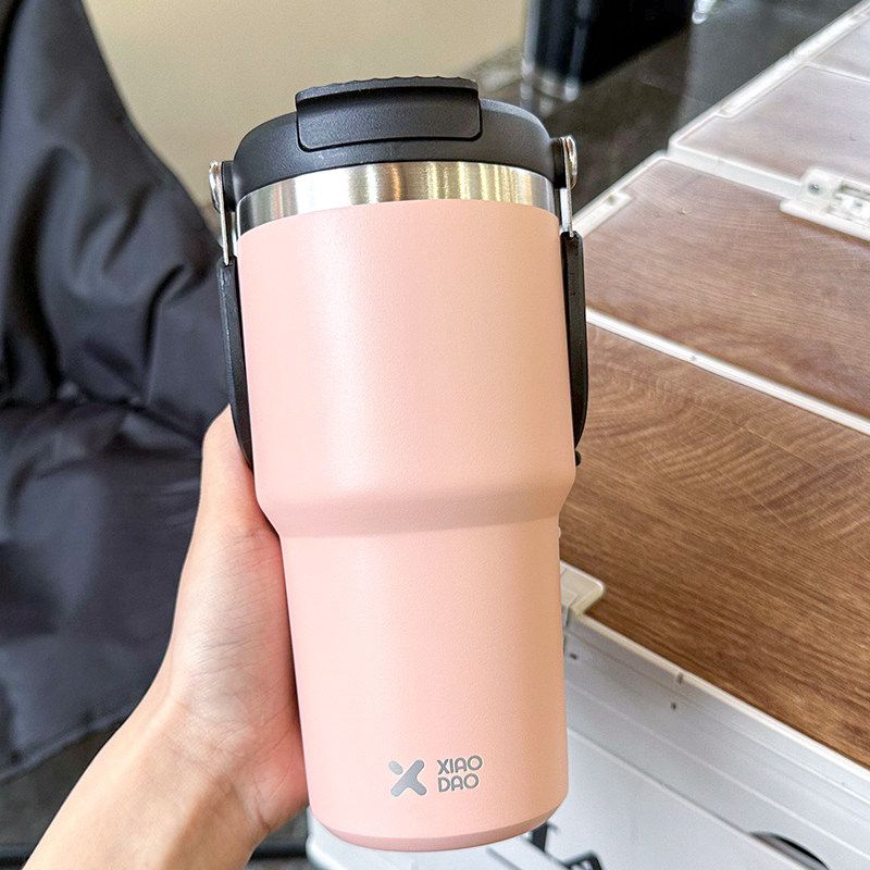 Large Capacity Vacuum Cup 2024 New Arrival Large Ice Cup Portable Vehicle-Borne Cup with Straw Summer Ins Traveling Vacuum Cup