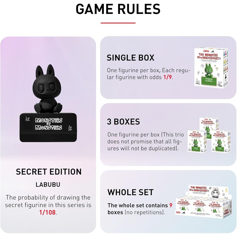 Pop Mart The Monsters 10th Anniversary Assorted Box 9 Pieces Blind Box Figures Premium Toy Original Characters