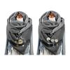 Cotton Scarf for Cold Winter Warm Thick Wrap with Button Soft Scarves for Ladies