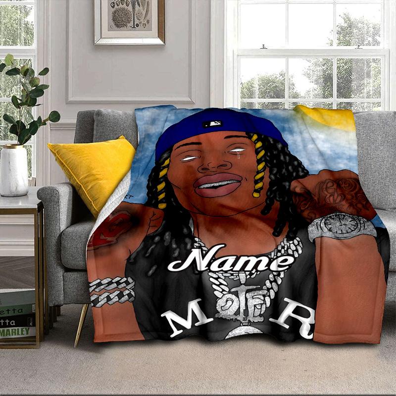 Custom Name King Tattoo Art Blanket bed sofa Blanket Flannel Blanket for Camping, Hiking, Picnic Essentials,gift for family and friends