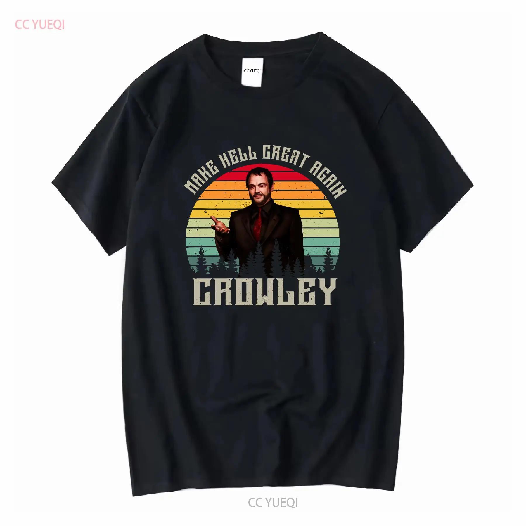 Make Hell Great Again Funny Crowley Retro Vintage T Shirt Supernatural For You And Your Friends 2023 Vintage Washed Fashion S разноцветный