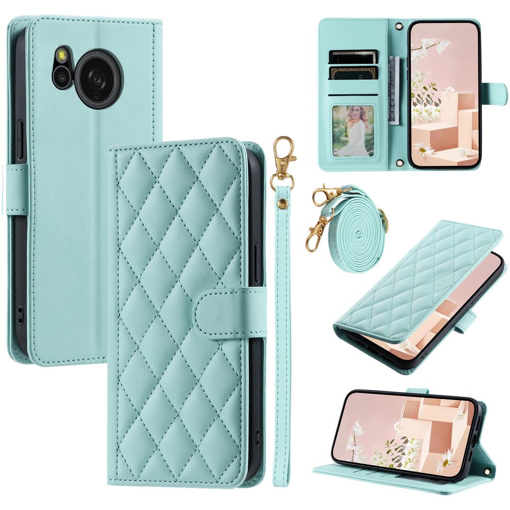 Suitable for sharp sense 8 mobile phone leather case wish3 small fragrant wind thousand bird grid card wallet diagonal span rope