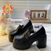 British style small leather shoes  winter new Spice Girl platform-soled velvet single shoes high-heeled warm loafers