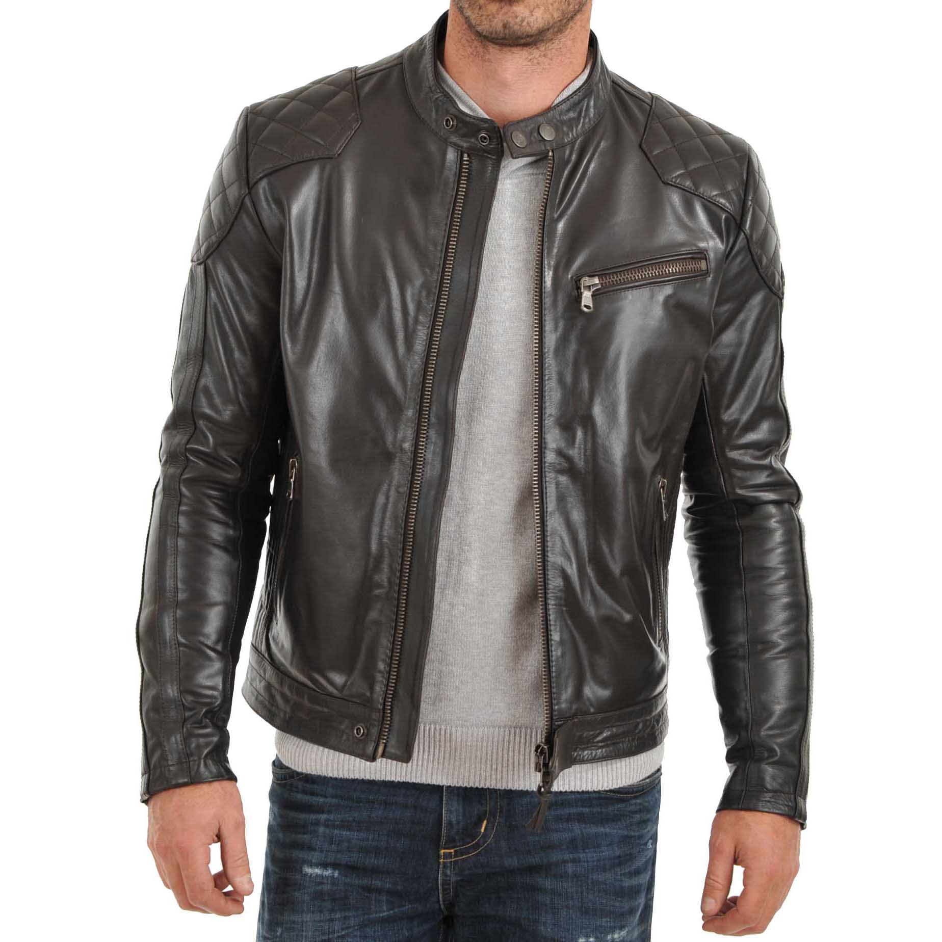 

SkinOutfit Men s Genuine Lambskin Black Leather Jacket Stylish Motorcycle Bomber Biker Outerwear MJ 62 XL чорний