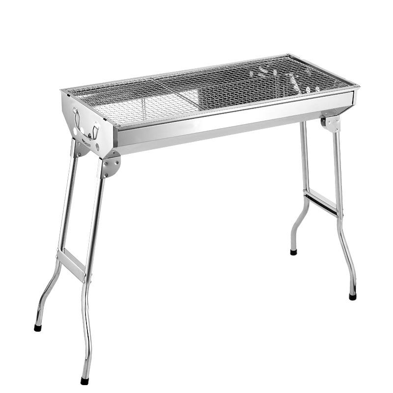 Large Stainless Steel Portable BBQ Grill: Outdoor Folding Barbecue Stove for Camping and Home.