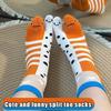 New Style Girls Cute Funny Split Toe Mid-Tube Socks Abstract Ugly Eel Aquarium Couple Socks Personality Trendy Socks