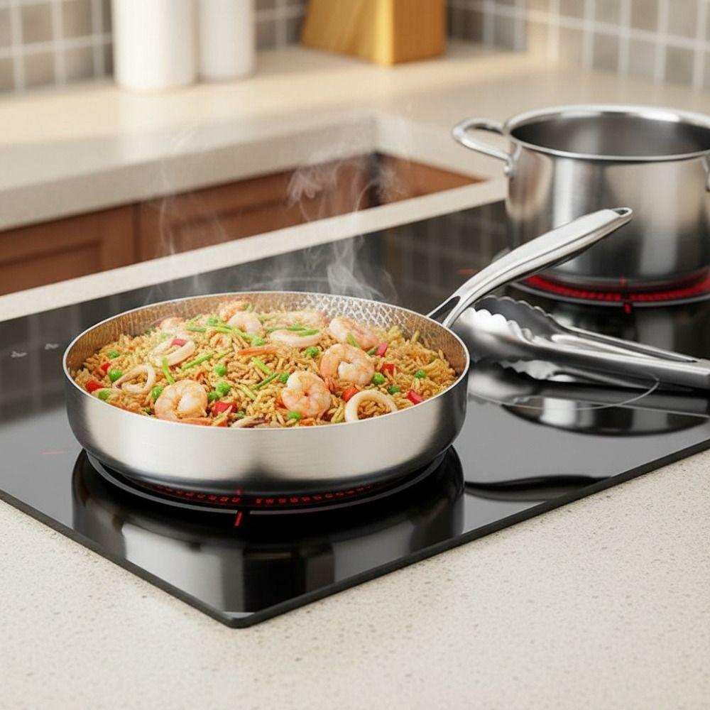 Titanium Zinc Zinc Alloy Non-stick Pot Fast Heating Steak Skillet Hammered Texture Frying Pan  All Cook-top