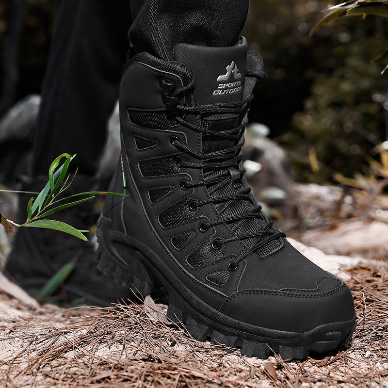 Outdoor New High-top Hiking Shoes Outdoor Platform Combat Training Military Boots Extra Large Size Wide Head Hiking Shoes